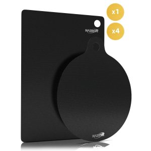 Inductie Beschermer Set Zwart – 5 Stuks | 2 Maten – Anti-Kras & Anti-Slip